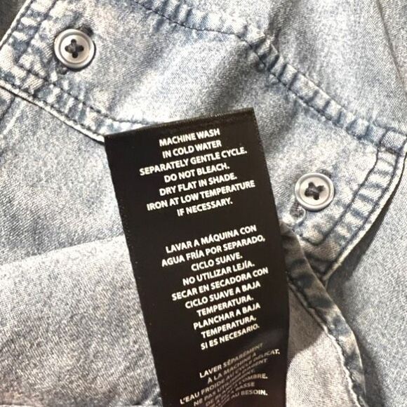 NWT BUFFALO DAVID BITTON Women’s Medium Blue Shirt Soft Acid Wash Utility SS NEW - Picture 7 of 8